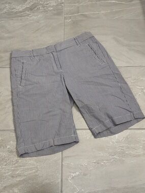 J. Crew Blue and White Striped Shorts Preppy Nautical Summer Cotton Chino